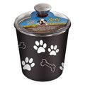 Bella Bowl Loving Pets Bella Espresso Bones and Paw Print Stainless Steel 9 cups Treat Canister For Dog 7481